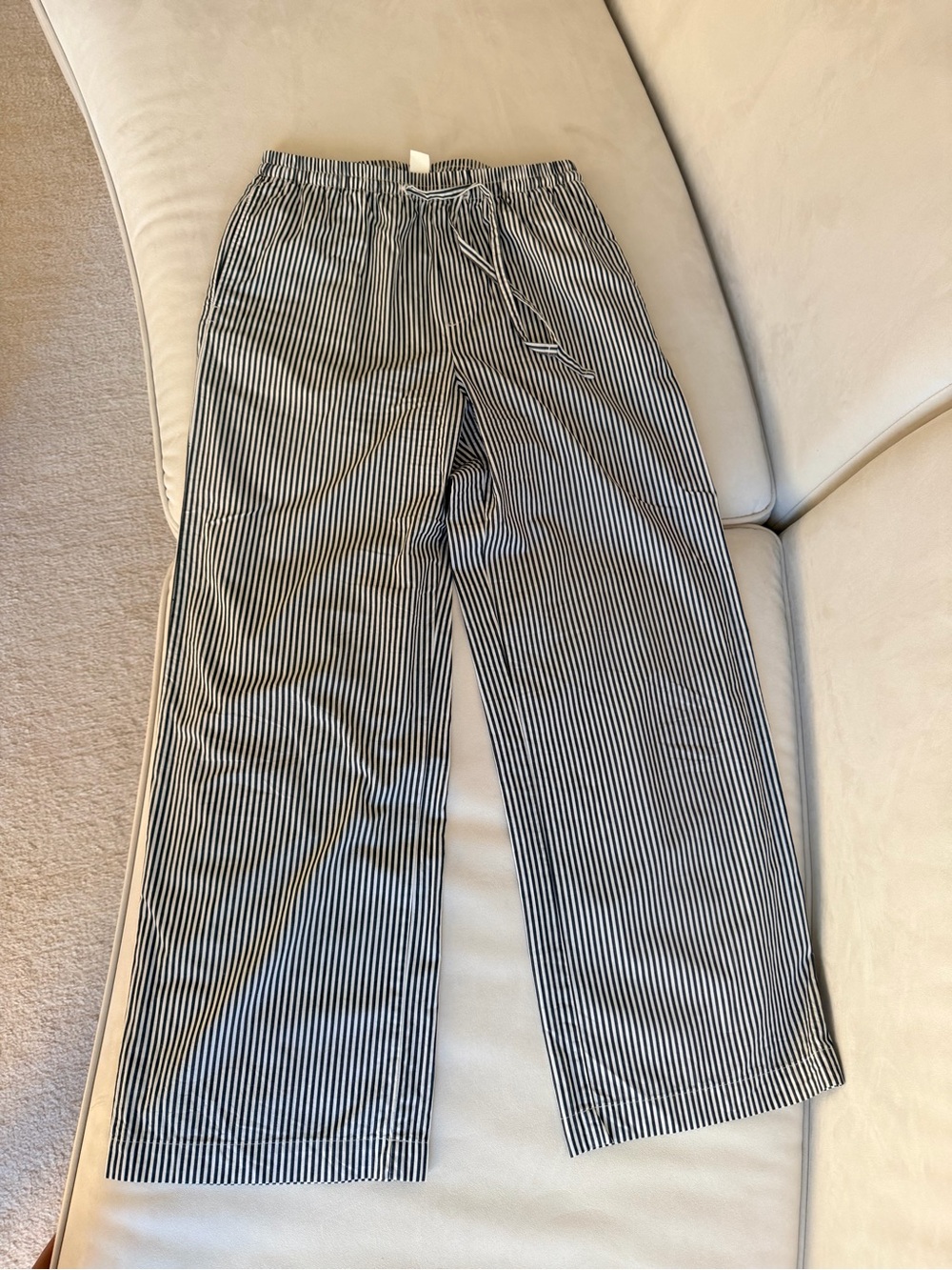 H&M Navy & White Stripe Relaxed Drawstring Pants
